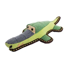 Krokodýl, 30 cm, robuster Apportierspielzeug für Hunde, HIPHOP DOG, gewebtes Gewebe, grün/grau